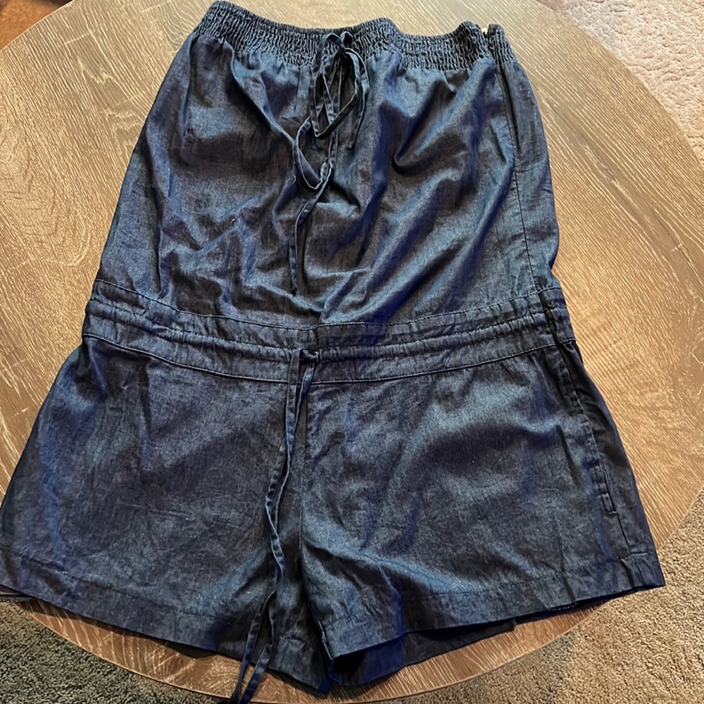Ellison cotton dark blue jean romper